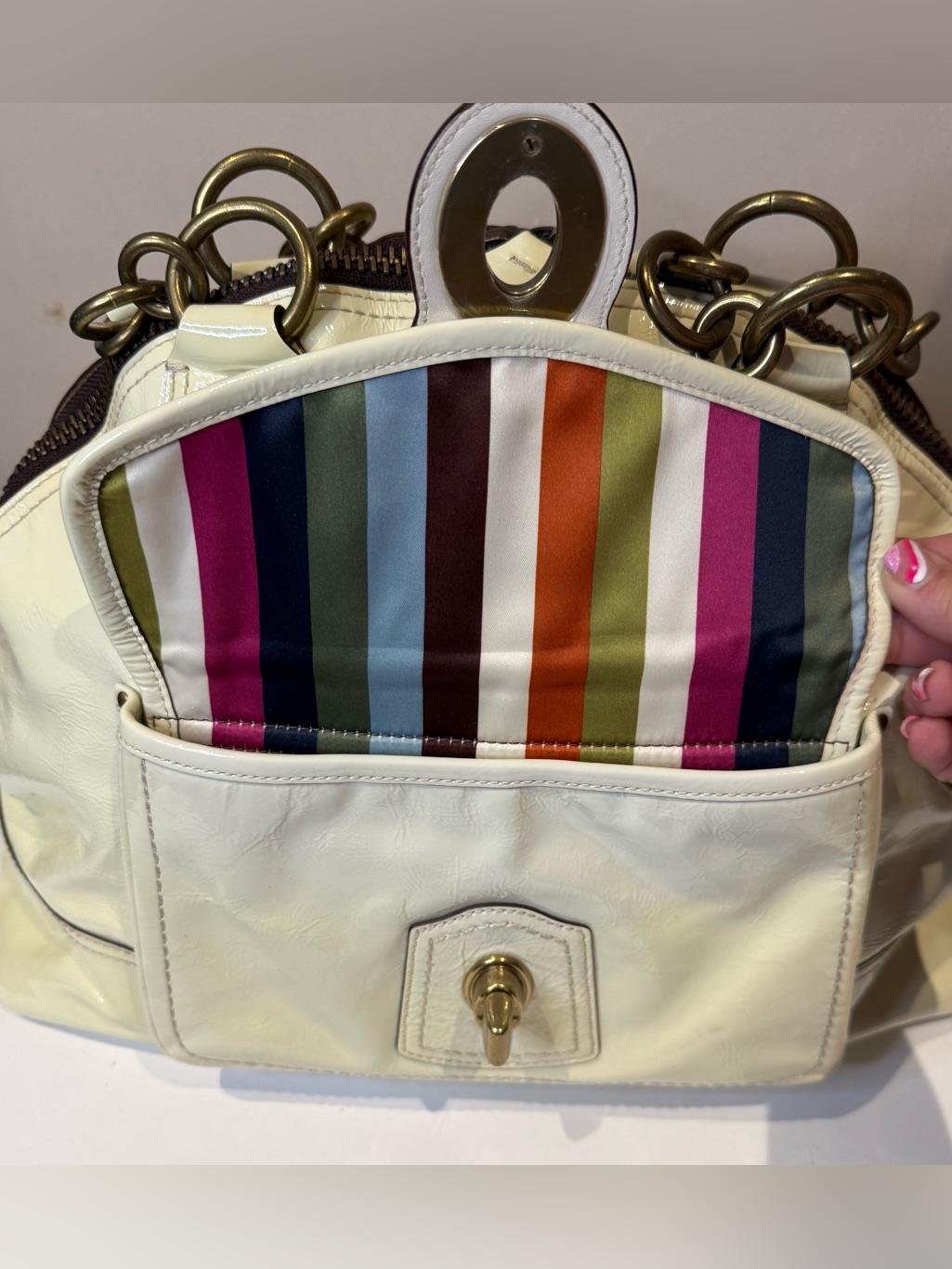 Coach Francine With Legacy Lining Brass Hardware Calf Leather 2008 12295